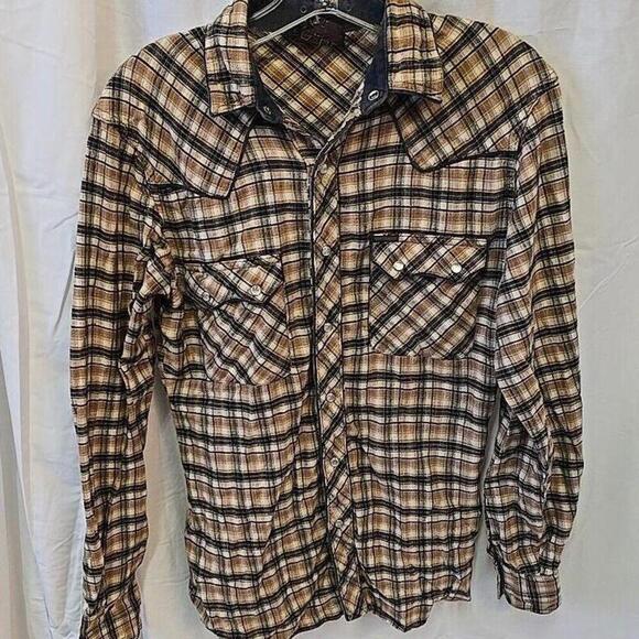 Pearl Other - Brittania VTG Western Wear Plaid Corduroy Pearl Snap Pointed Yokes Men's S Shirt